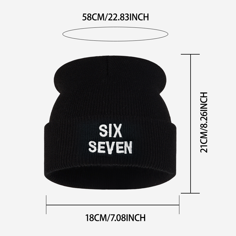 قبعة محبوكة مطرزة بحروف SIX SE - مراجعة Beanie Cuffed Knit وسعره