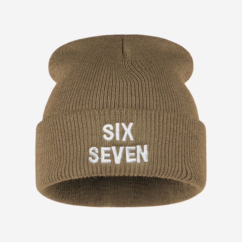 قبعة محبوكة مطرزة بحروف SIX SE - مراجعة Beanie Cuffed Knit وسعره